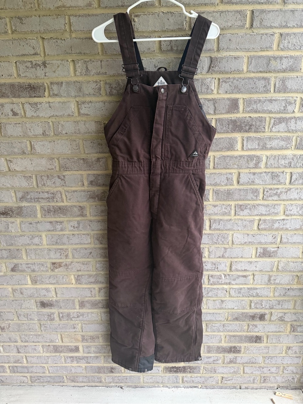 Ridgecut Toughwear Insulated Duck Canvas Work Bib Overalls Brown Small S